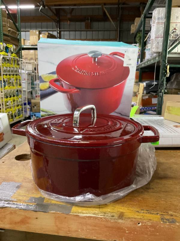 Martha Stewart Red 7 Qt Enamel Cast Iron Casserole Dutch Oven