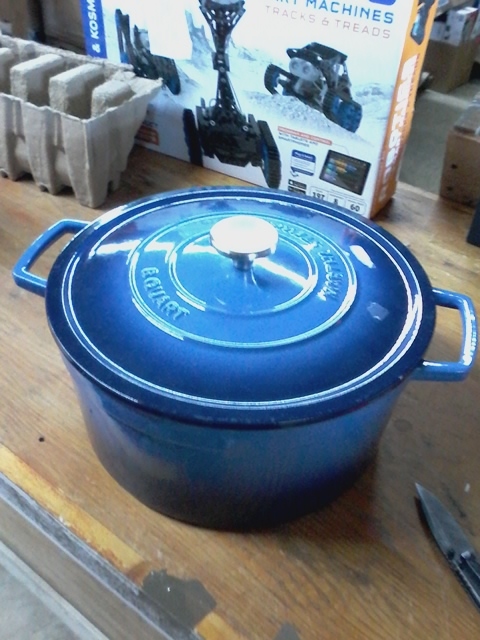 Martha Stewart Teal Blue Enameled Cast Iron 6 Qt. Round Dutch Oven